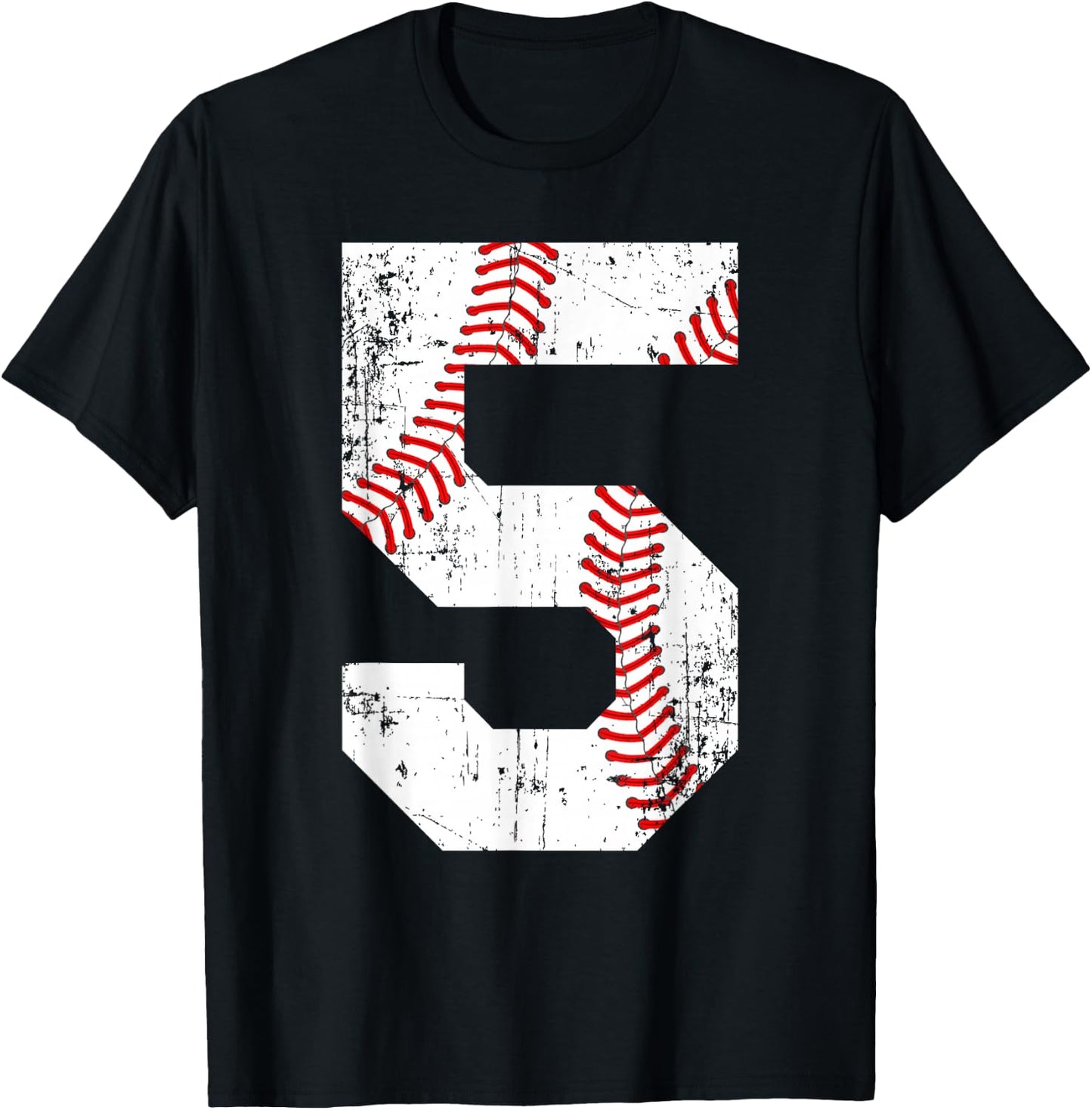 Vintage Baseball 5 Jersey Number T-Shirt - T-Shirt | Black