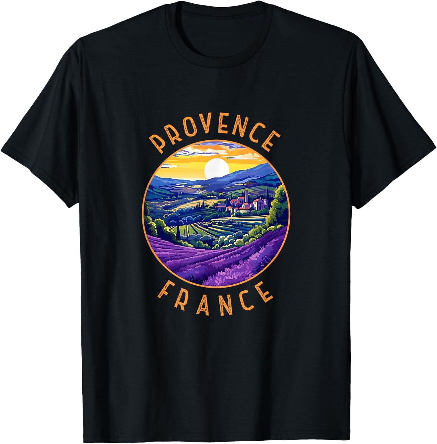 Circle aged retro Provence France Vintage , Black, S T-Shirt - T-Shirt | Black
