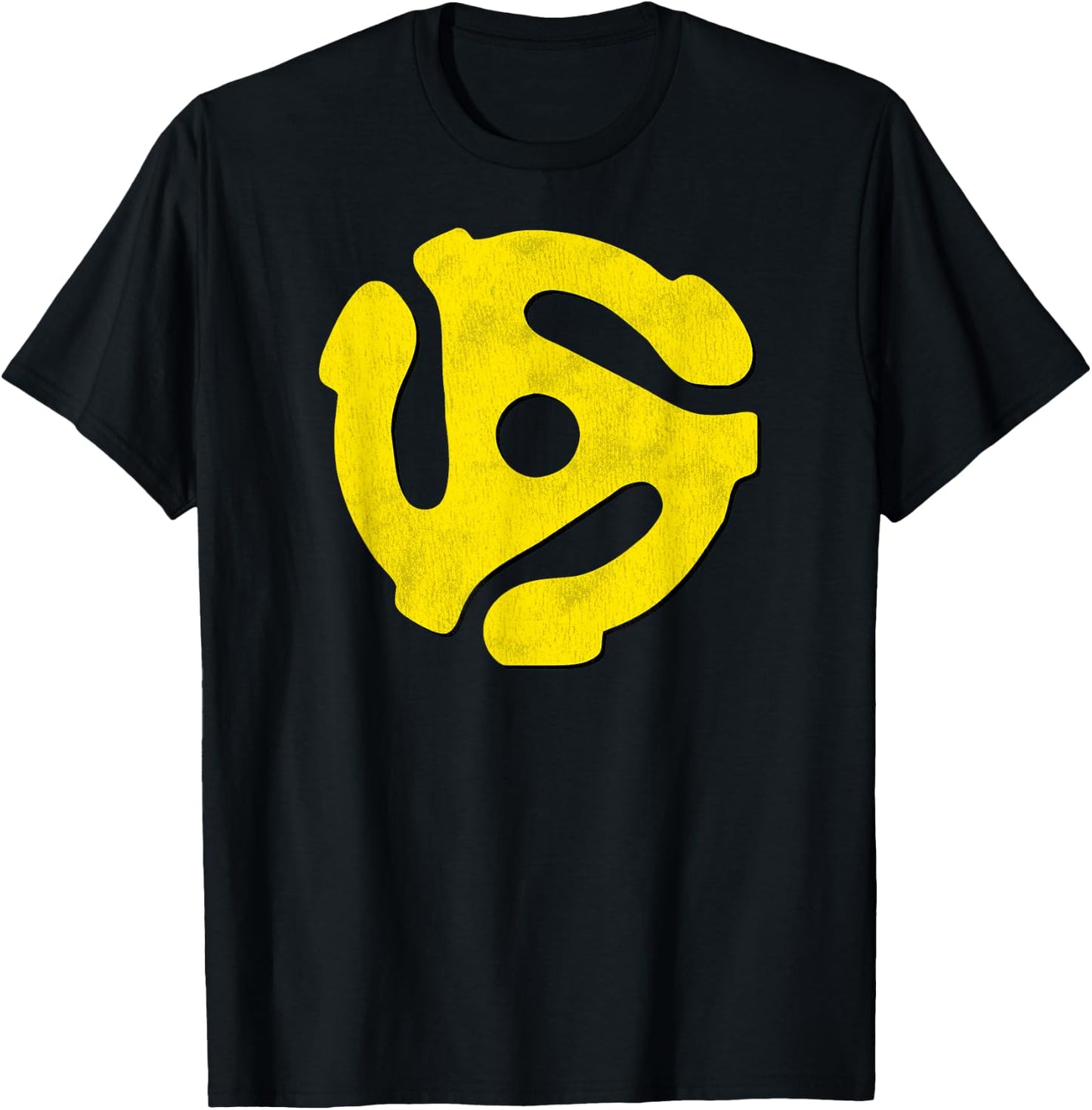 Music Geek, Retro 45 rpm Yellow Record Adaptor Vinyl Lovers T-Shirt - T-Shirt | Black