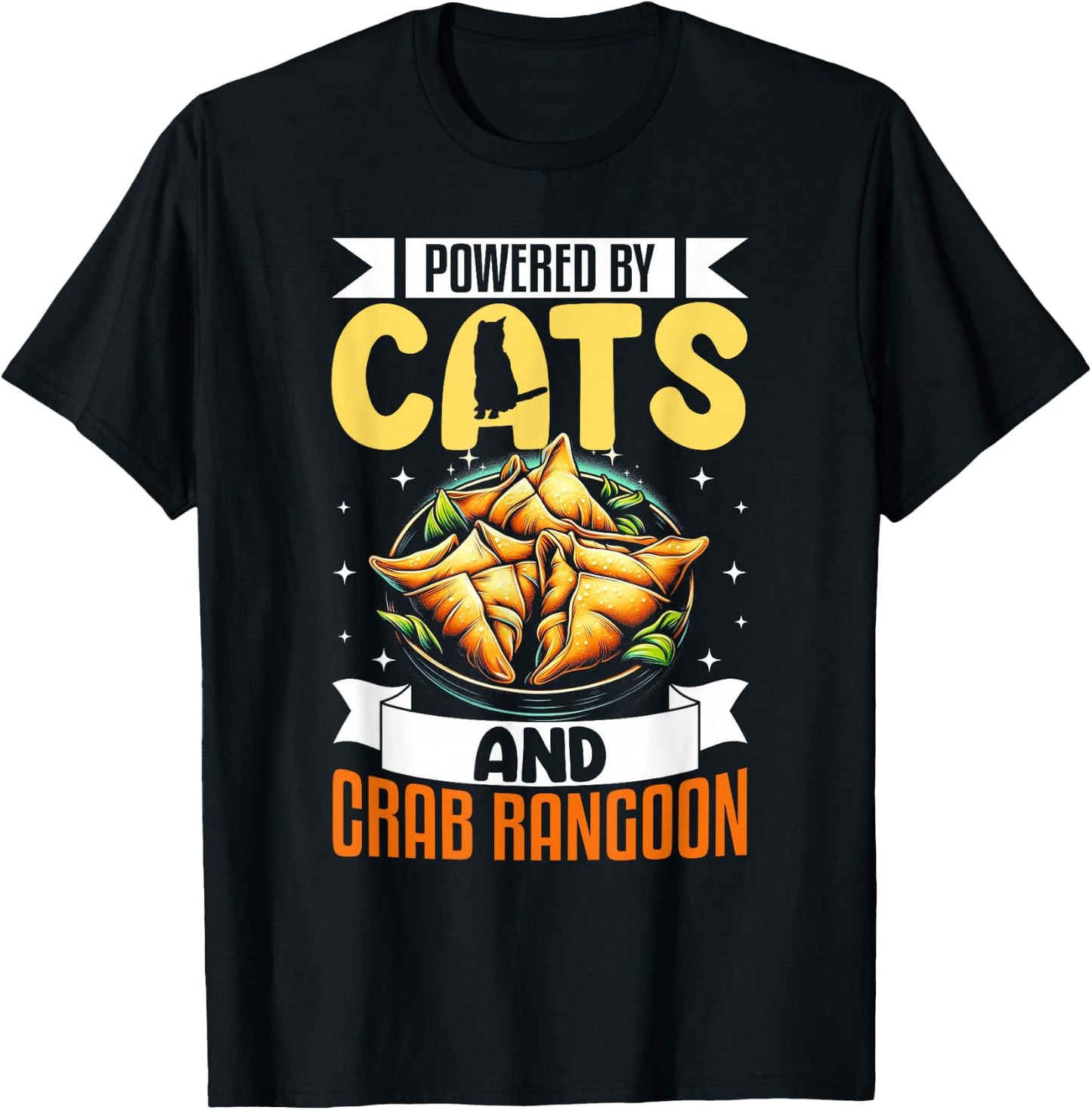 Crab Rangoon Shirt Funny Cat Lover Seafood Crab Rangoon T-Shirt - T-Shirt | Black