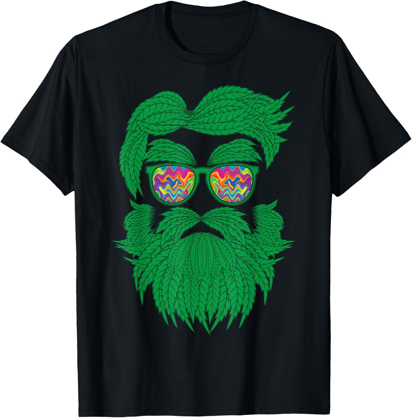 Weed Beard Sunglasses 420 Cannabis Marijuana Stoner Gift T-Shirt - T-Shirt | Black