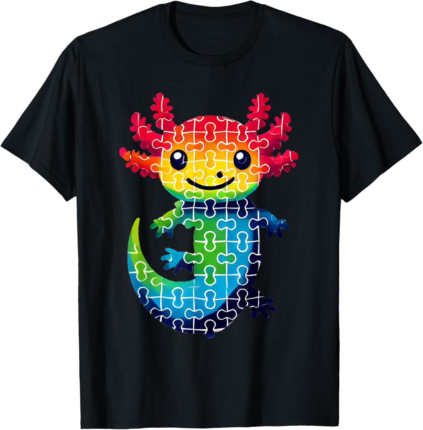 Jigsaw Puzzle Axolotl Cute Axolotls T-Shirt - T-Shirt | Black