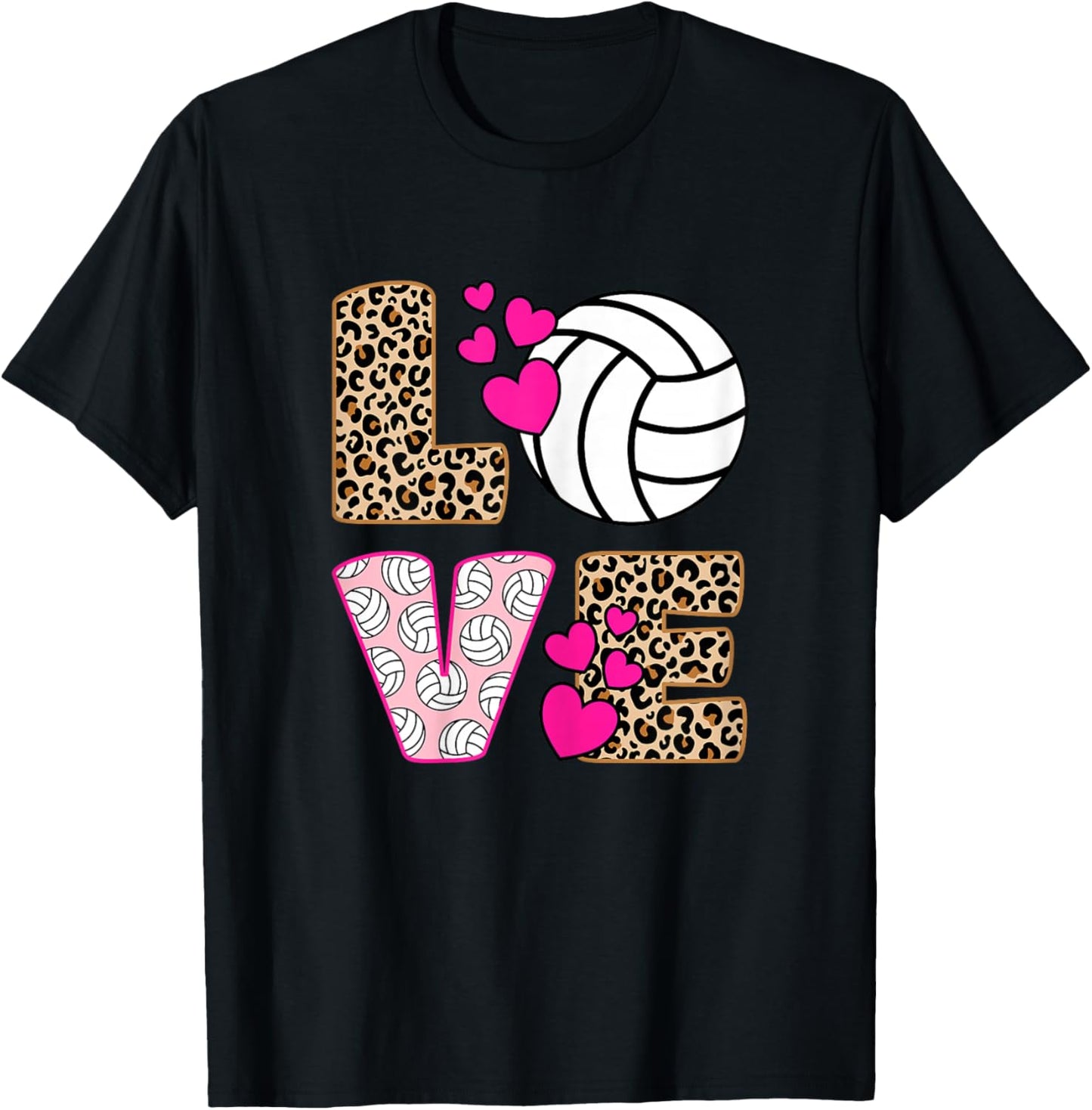 Love Volleyball Women Girls Volleyball Player , black T-Shirt - T-Shirt | Black