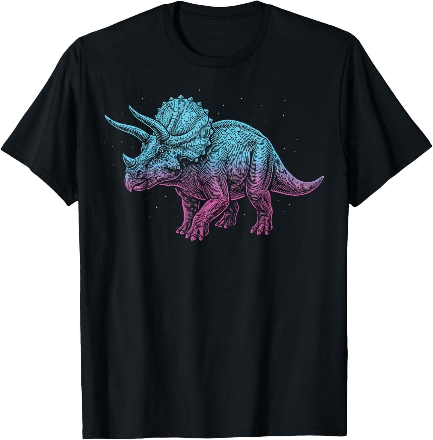 Triceratops Illustration Dinosaur T-Shirt - T-Shirt | Black