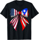 Coquette Bow Puerto Rico Roots Puerto Rican Pride US Flag T-Shirt - T-Shirt | Black