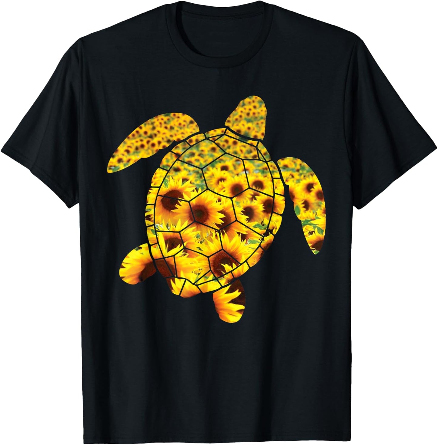 Sunflower Sea Turtle Family Members Beautiful Flower Summer Men Women Kids T-Shirt - T-Shirt | Black