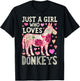 Donkey Just A Girl Who Loves Flower Farm Animal Lover Farmer T-Shirt - T-Shirt | Black