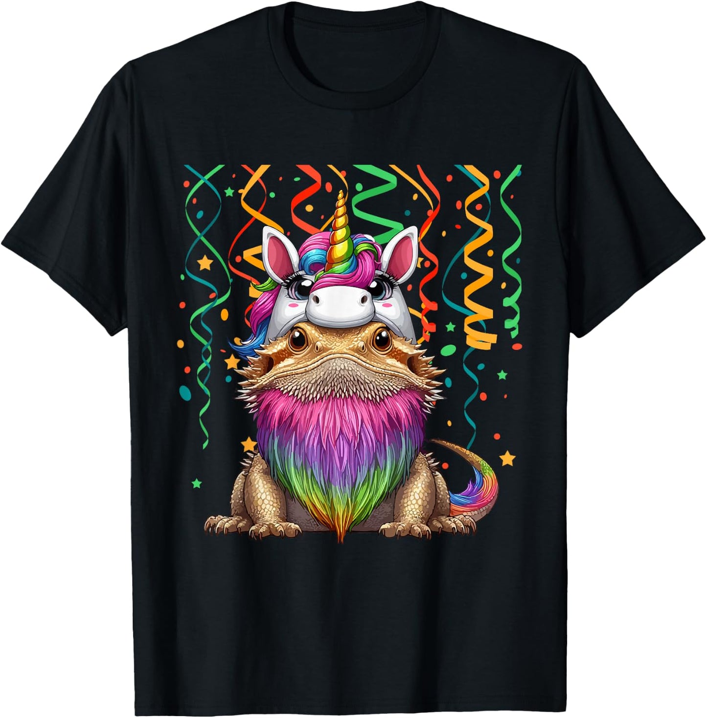 Bearded Dragon Cosplay Coloful Unicorn Birthday Kids Toddler T-Shirt - T-Shirt | Black