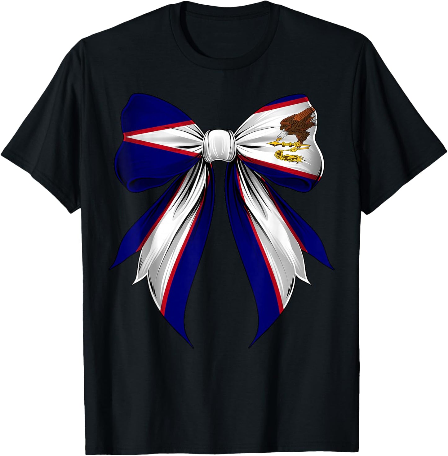 American Samoa Flag American Samoan Pride Coquette Ribbon T-Shirt - T-Shirt | Black