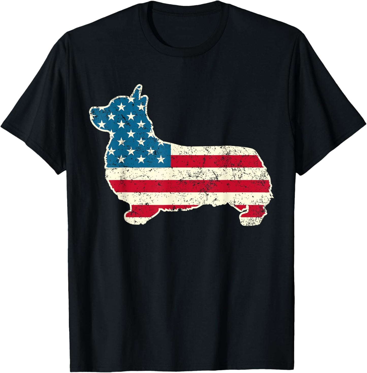 Corgi 4th of July Dog Lover Gifts Men Women American Flag T-Shirt - T-Shirt | Black