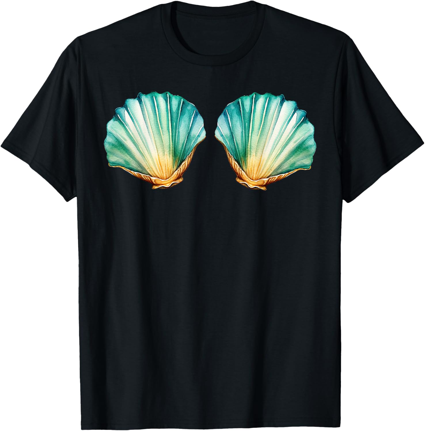 Mermaid Sea Shell Bra Costume Funny Costume Mermaid T-Shirt - T-Shirt | Black