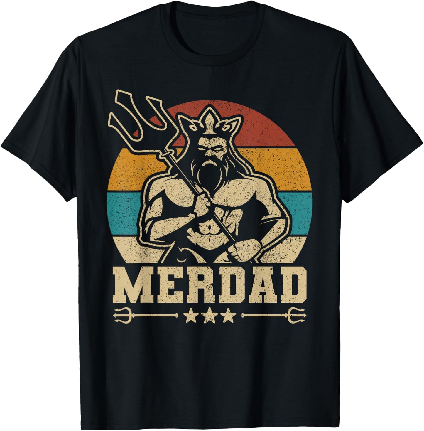 Merdaddy Mermaid Dad Costume Merman Fathers Day Party Outfit T-Shirt - T-Shirt | Black