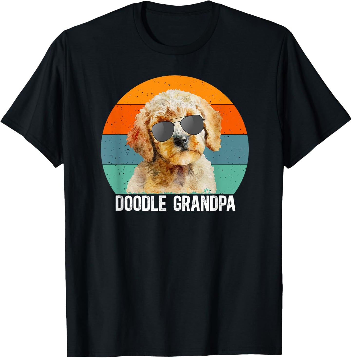 Doodle Grandpa Of A Goldendoodle Grandfather Retro T-Shirt - T-Shirt | Black