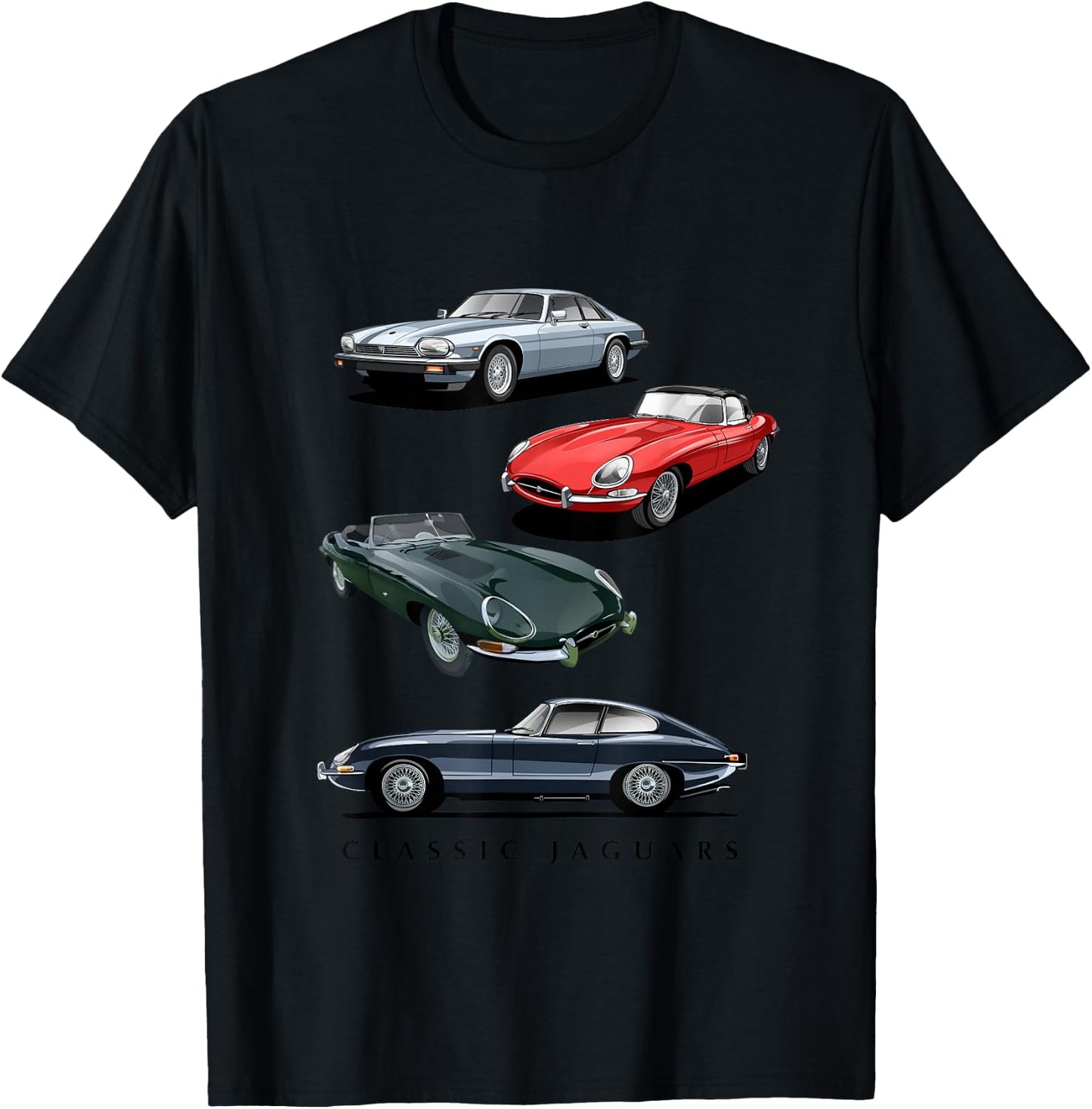 British Sports Cars - Classic Jaguars T-Shirt - T-Shirt | Black
