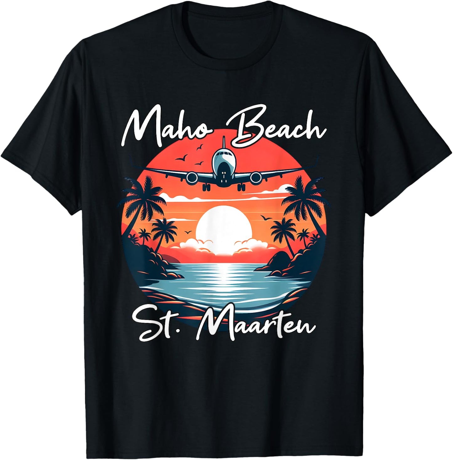 Maho Beach St Maarten , black T-Shirt - T-Shirt | Black