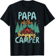 Papa of Happy Camper 1st Birthday Party Retro Papa T-Shirt - T-Shirt | Black