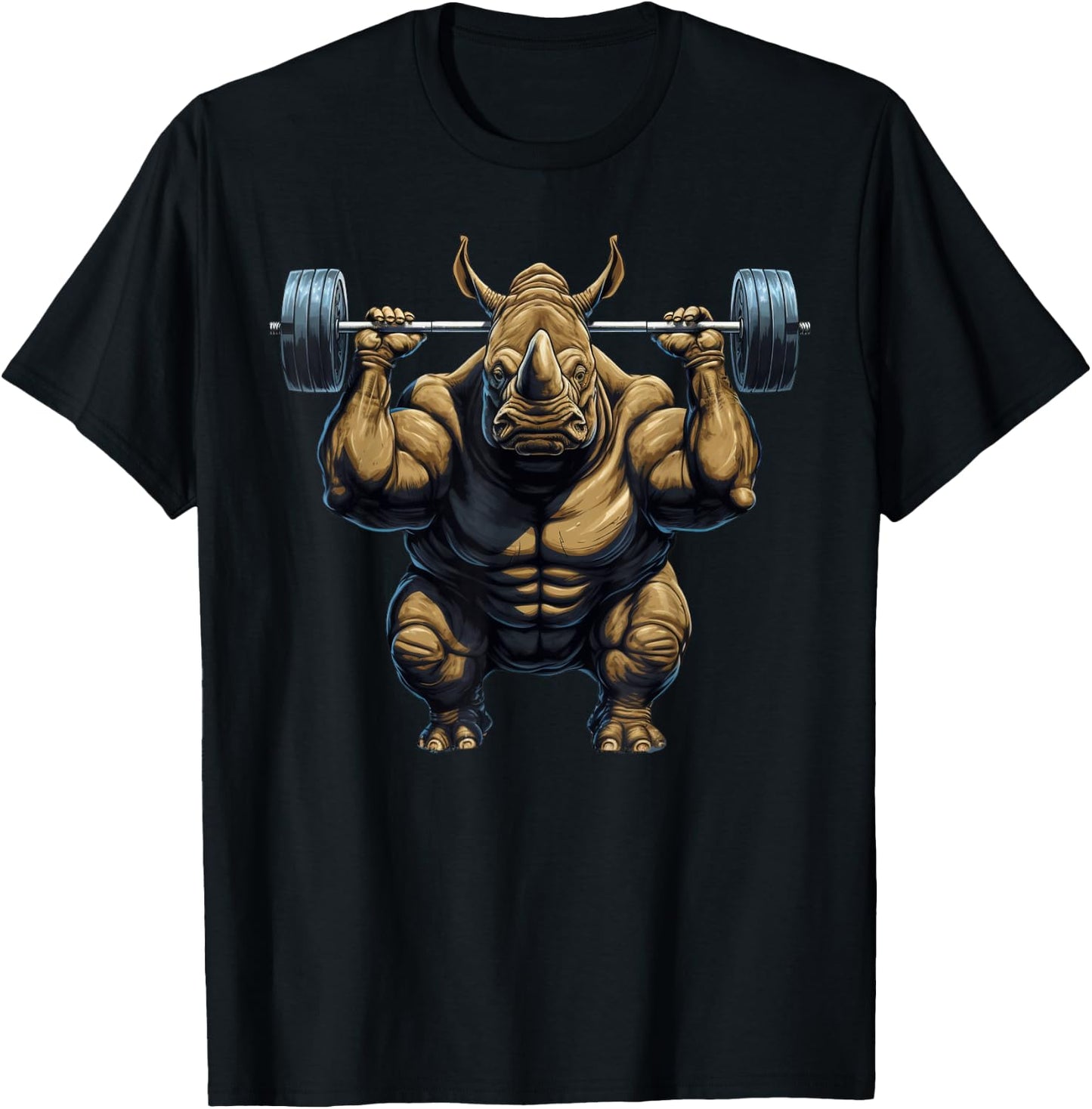 Rhino Powerlifting Weightlifting Rhinoceros Gym Workout T-Shirt - T-Shirt | Black