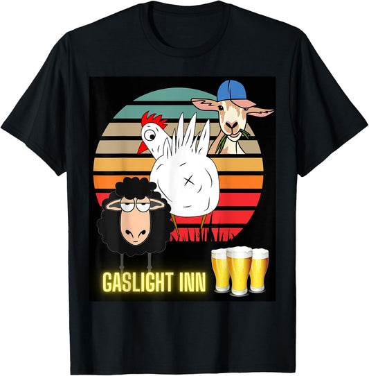 Funny Chicken Butt, Scapegoat & Blacksheep Go To A Beer Pub T-Shirt - T-Shirt | Black