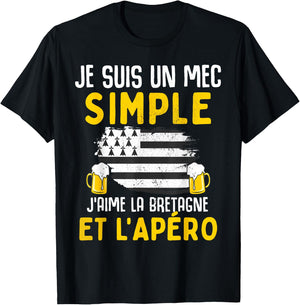 Simple guy I love Brittany and aperitif funny man Breton T-Shirt - T-Shirt | Black