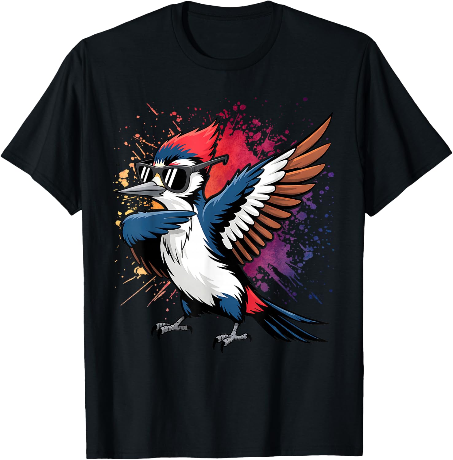 Dabbing Pileated Woodpecker Bird Watcher Lover Birding T-Shirt - T-Shirt | Black