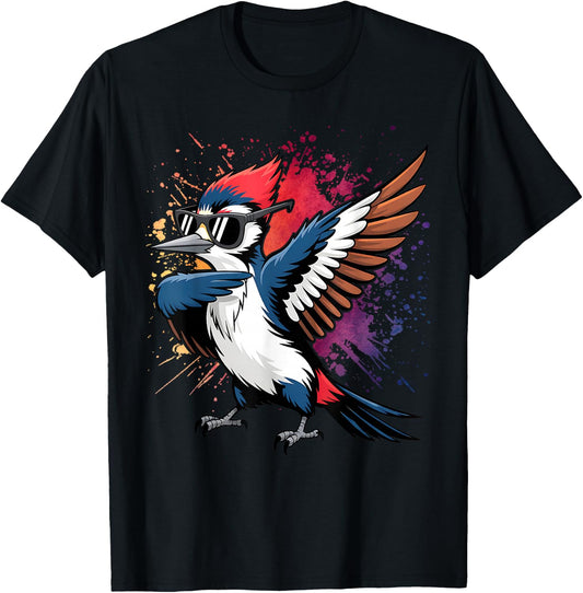Dabbing Pileated Woodpecker Bird Watcher Lover Birding T-Shirt - T-Shirt | Black