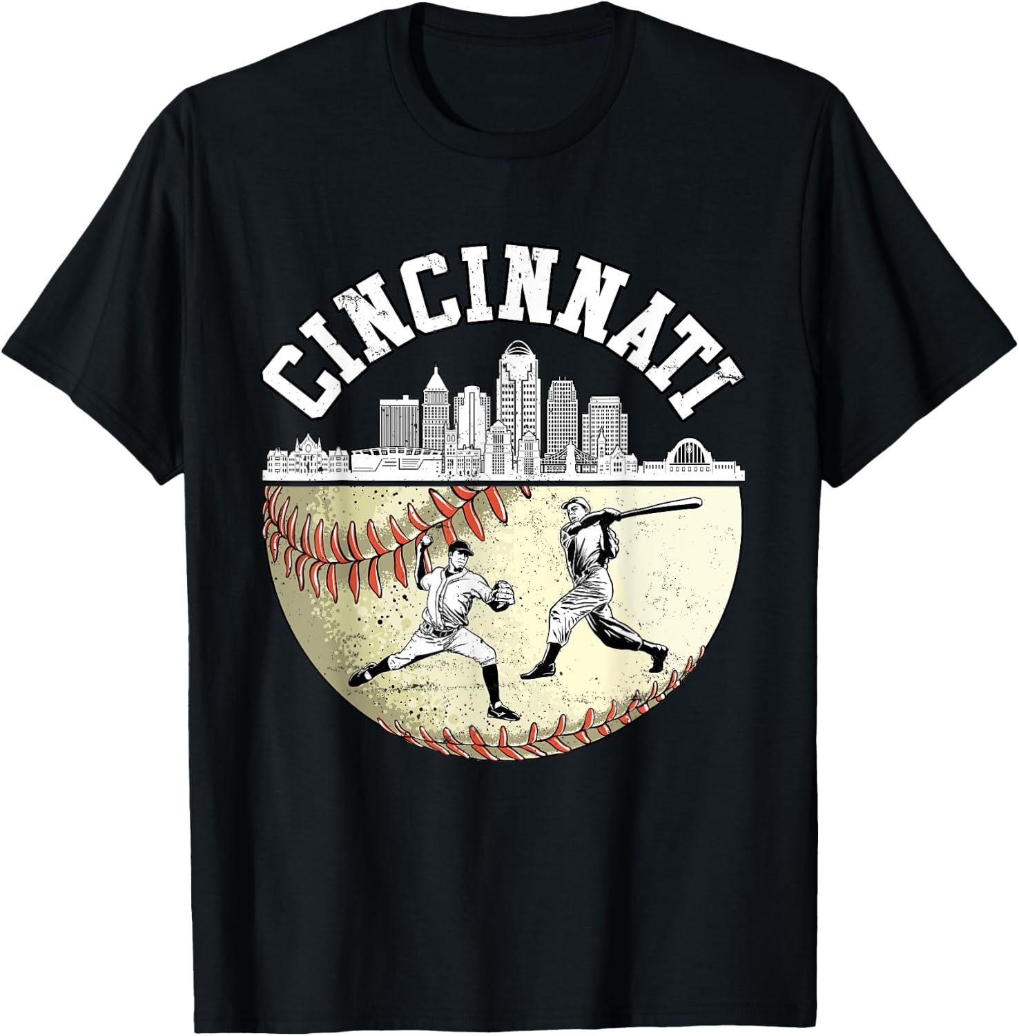 Cincinnati Vintage Baseball Lover and Player Boys T-Shirt - T-Shirt | Black