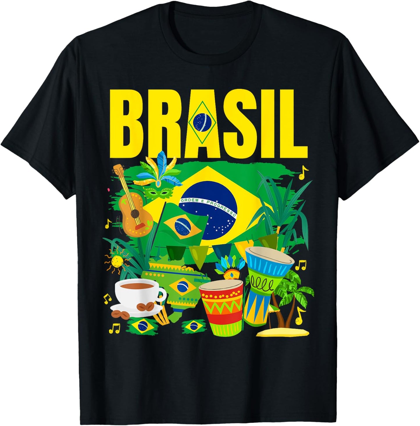 Brazil Flag - Outfit Idea - Brazilian Flag , Black, S T-Shirt - T-Shirt | Black