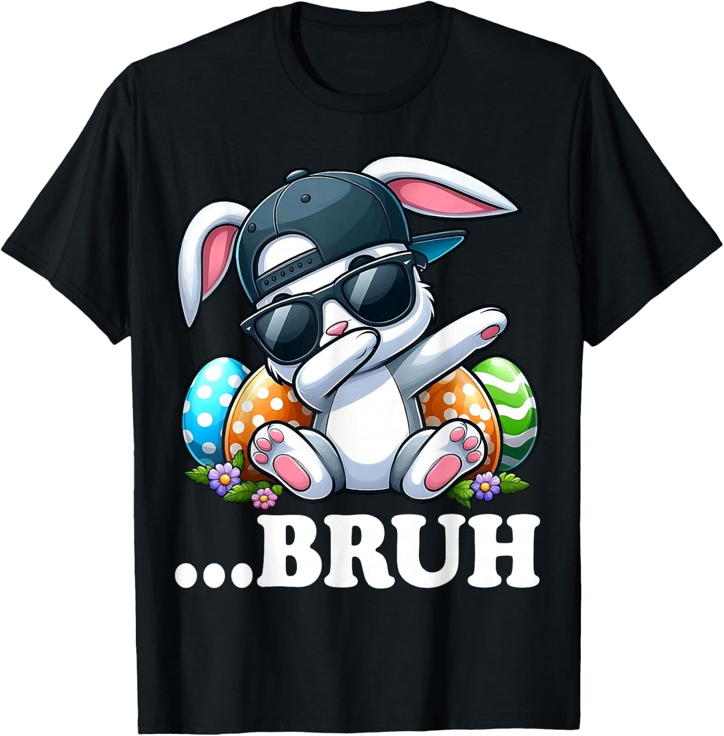 Easter Day Bruh Dabbing Bunny Women Boys Girls Teens T-Shirt - T-Shirt | Black