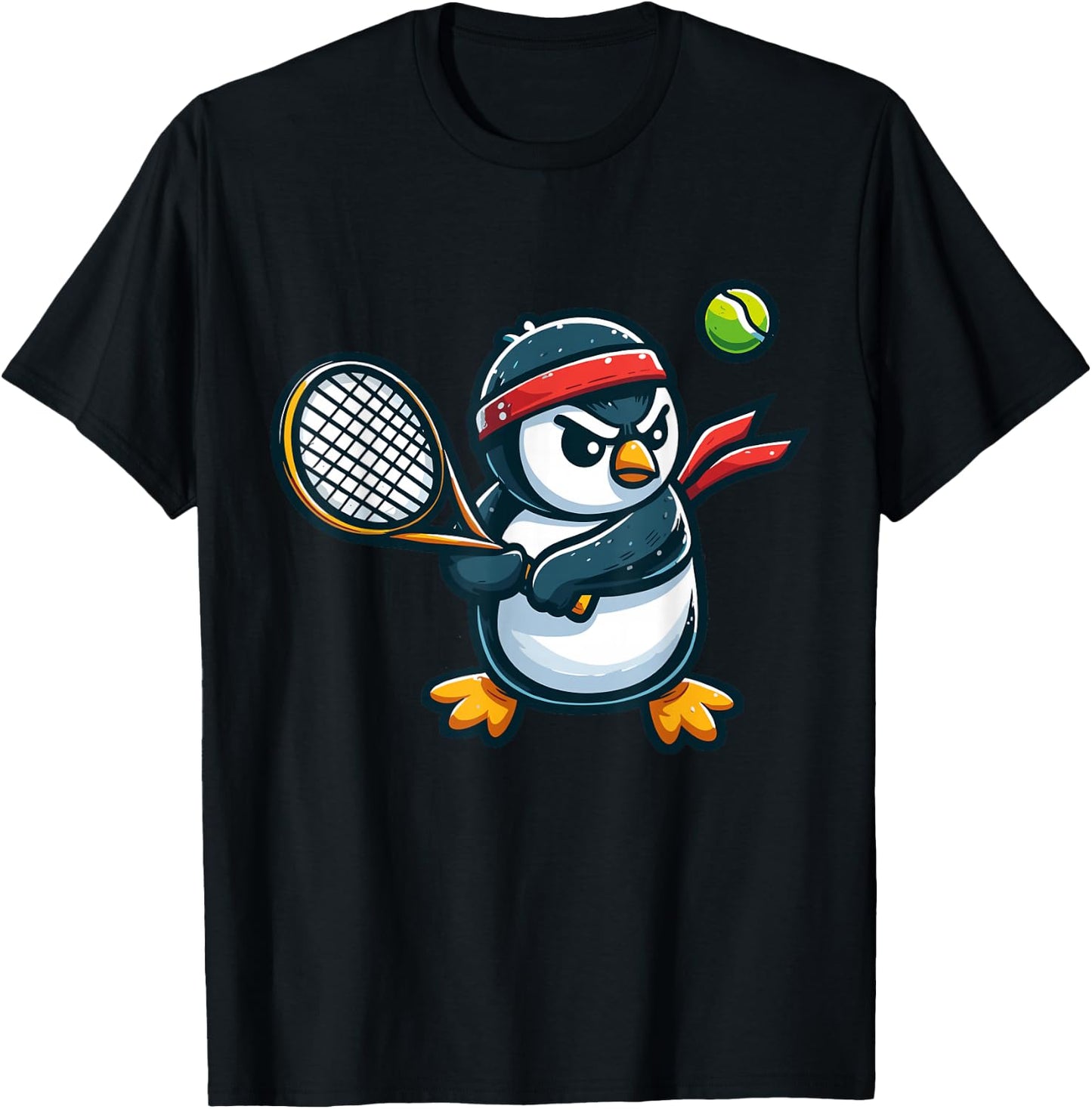 Penguin Tennis Club Animals Sport Tournament T-Shirt - T-Shirt | Black