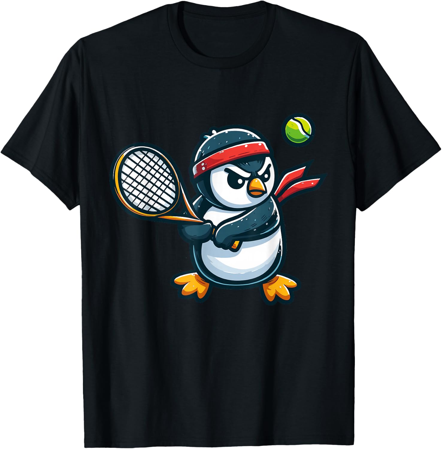 Penguin Tennis Club Animals Sport Tournament T-Shirt - T-Shirt | Black