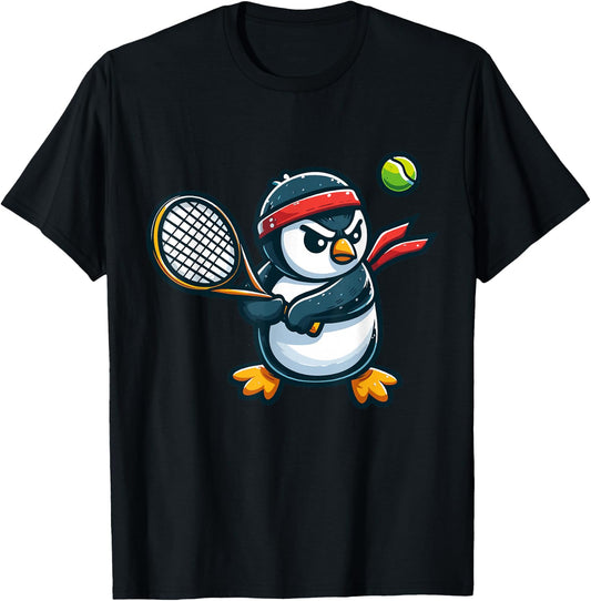 Penguin Tennis Club Animals Sport Tournament T-Shirt - T-Shirt | Black
