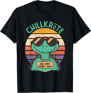 Chillkröte Fresh and Cool with Sunglasses , black T-Shirt - T-Shirt | Black