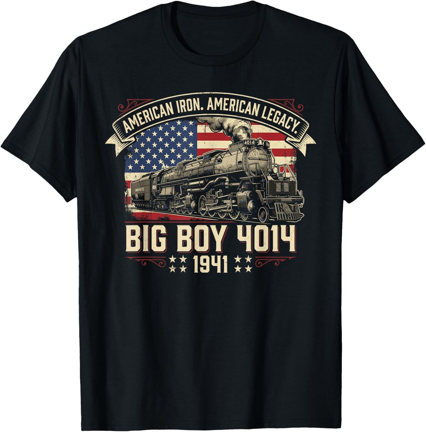 Big Boy Train 4014 Shirt , American Iron Locomotive T-Shirt - T-Shirt | Black