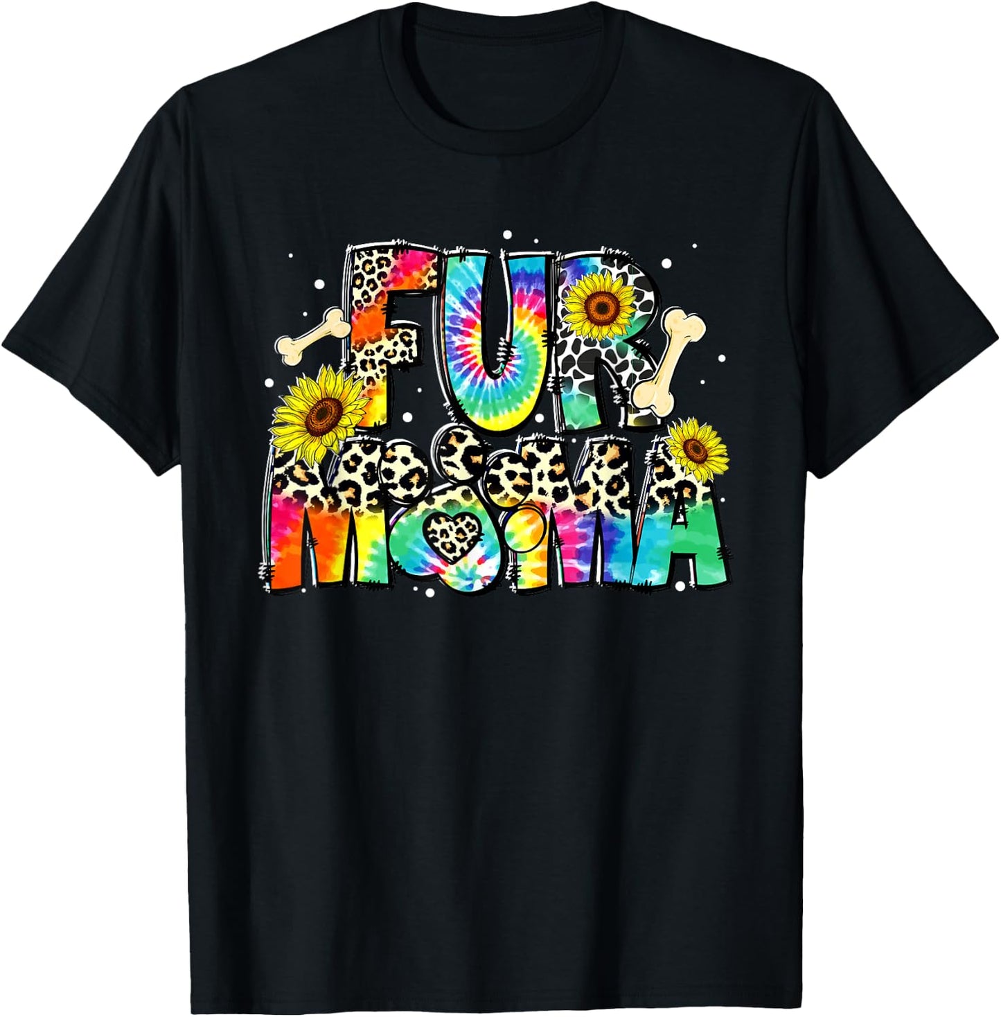 Fur Mama Tie Dye Leopard Mother's Day Dog Mom Life Dog Mama Men Women T-Shirt - T-Shirt | Black