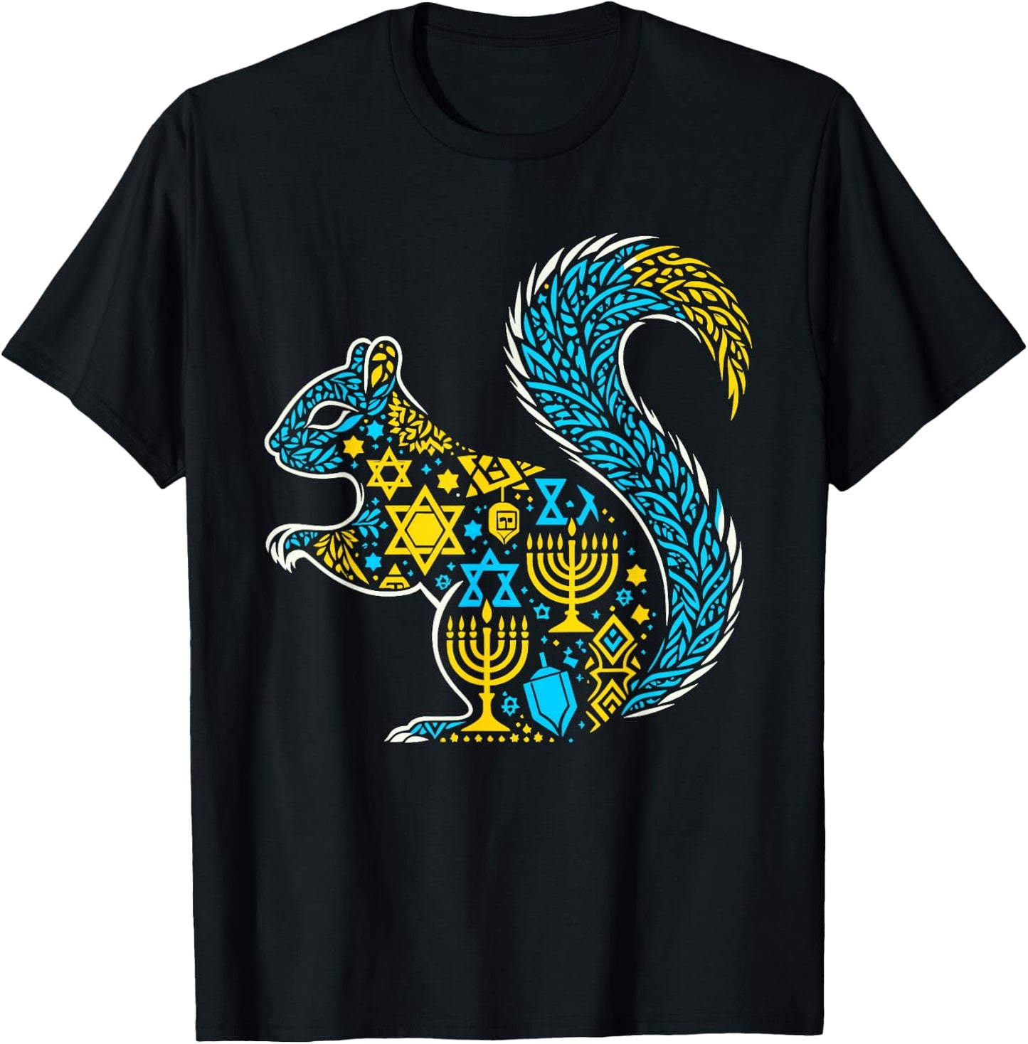 Squirrel Menorah Dreidel Jewish Hanukkah Kids T-Shirt - T-Shirt | Black