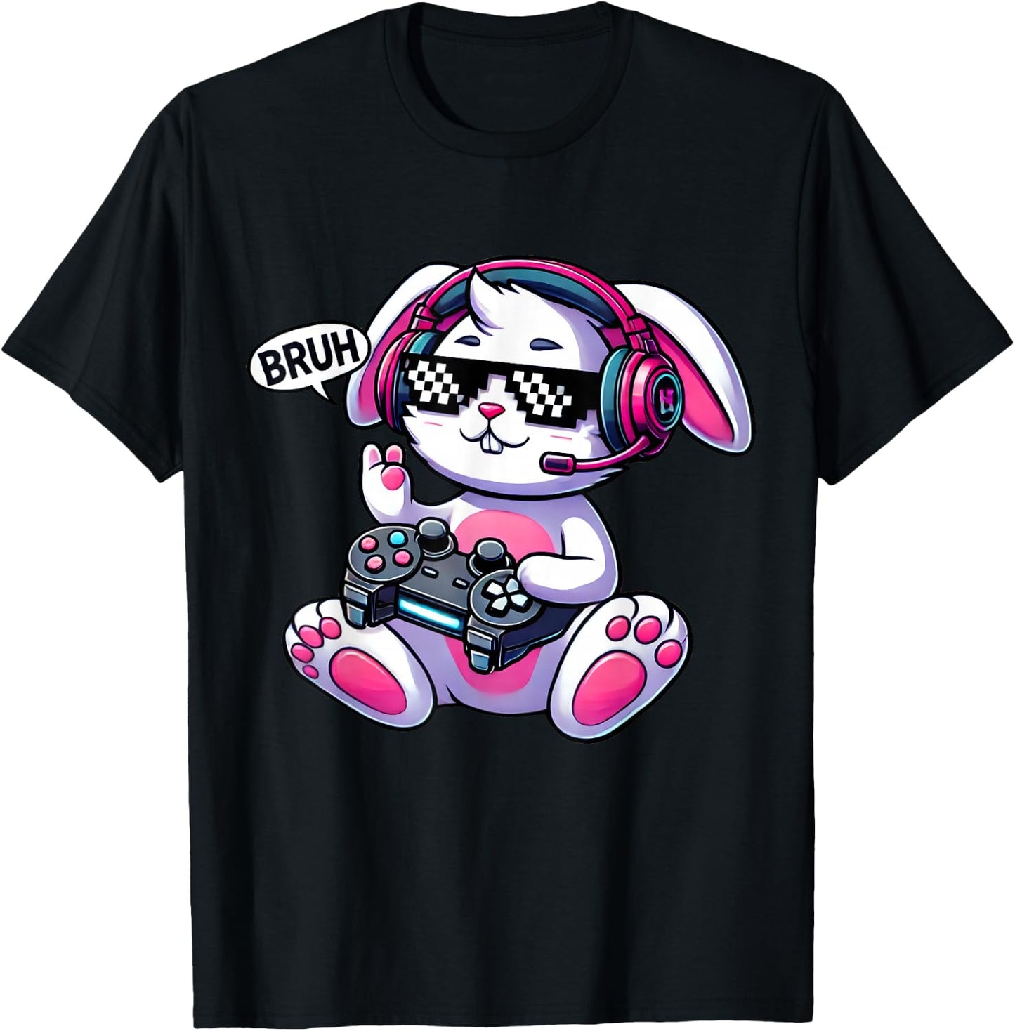 Easter Gamer Bunny – Happy Easter BRUH T-Shirt - T-Shirt | Black