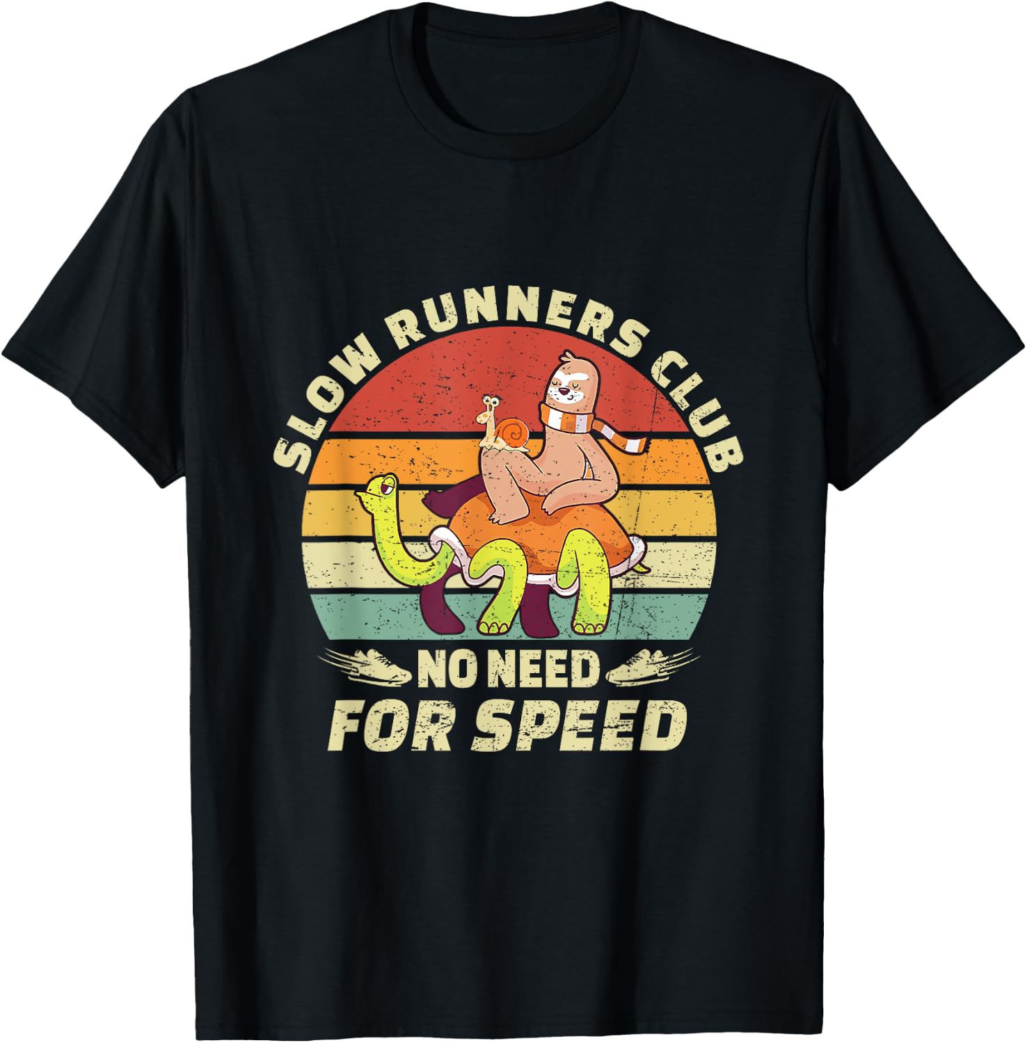 Retro Vintage Slow Runners Club Funny Sloth Running Team T-Shirt - T-Shirt | Black