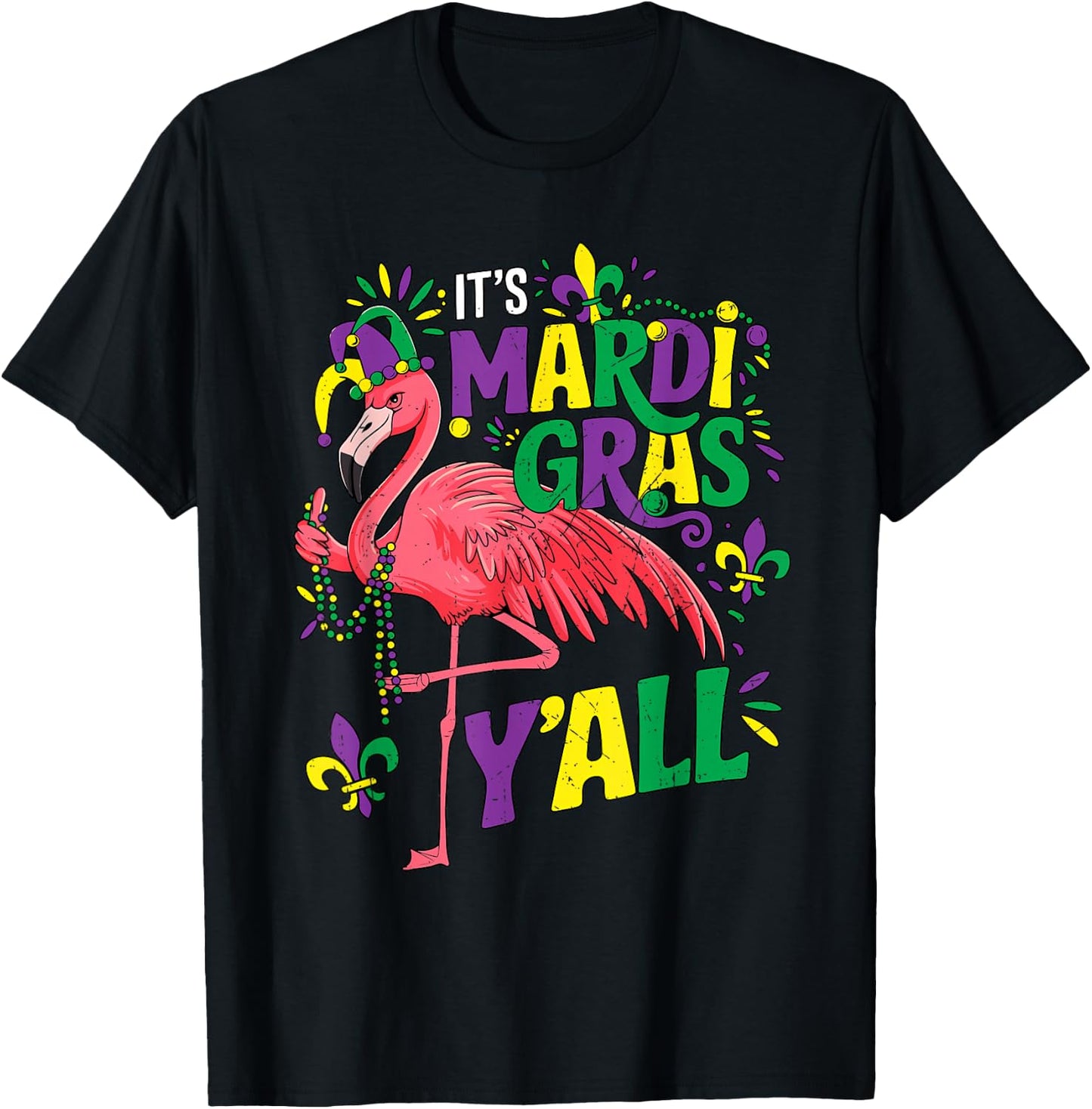 Funny Flamingo Mardi Gras Carnival Party Outfit Kids T-Shirt - T-Shirt | Black