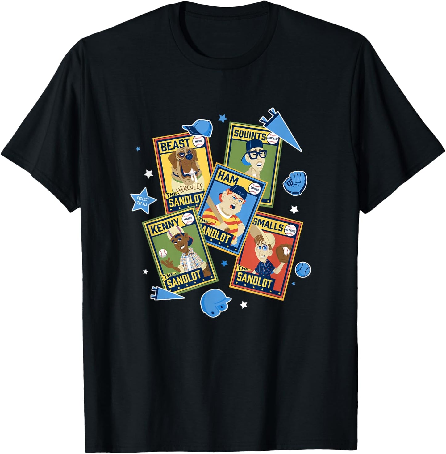 The Sandlot Character Trading Cards Collect Em All T-Shirt - T-Shirt | Black