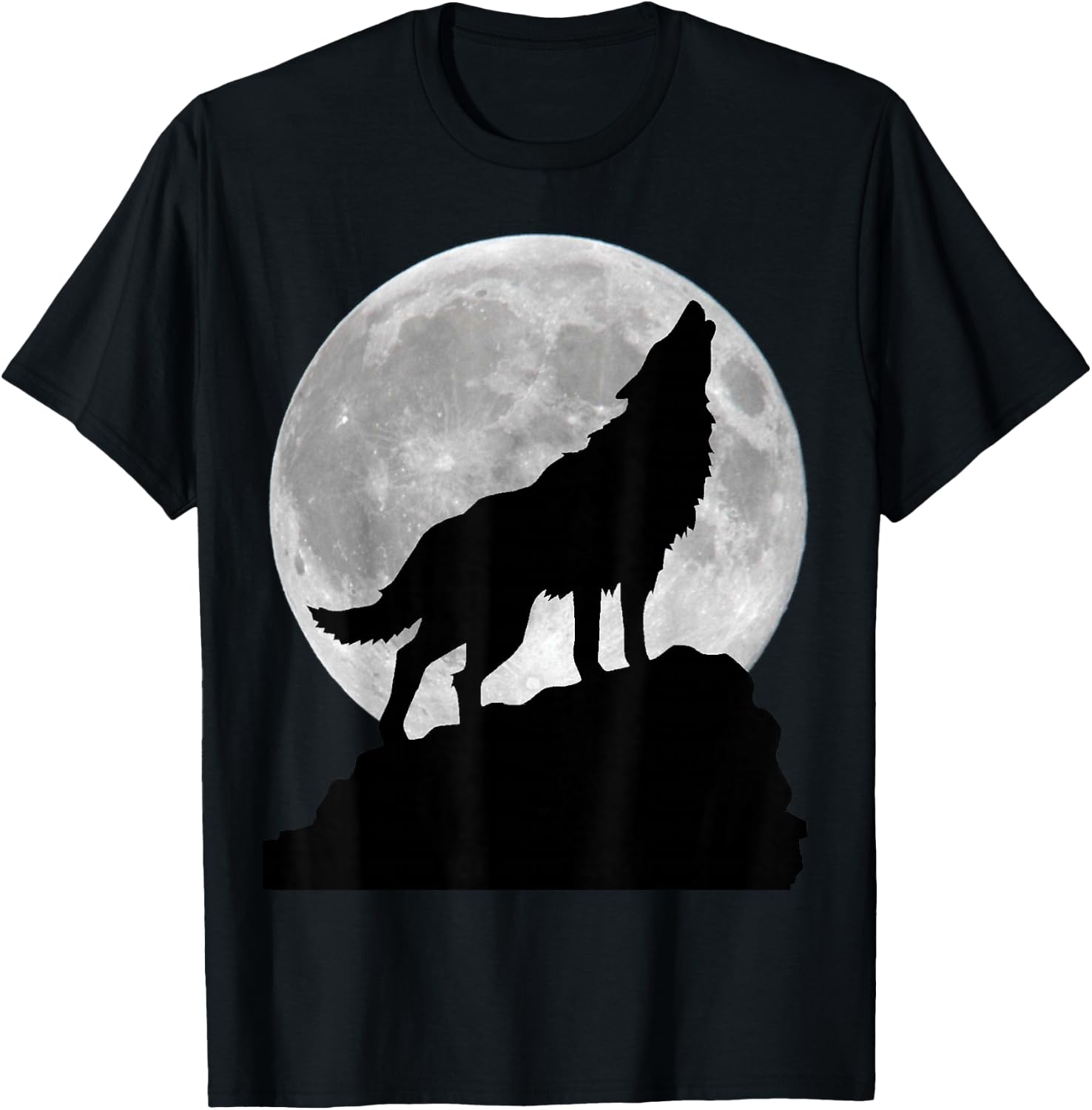 Wolf in moon light - Cool full dog pup howling T-Shirt - T-Shirt | Black