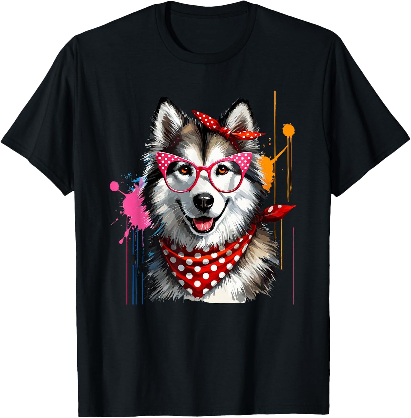 Paint Art Alaskan Malamute Malamutes Painter Artist T-Shirt - T-Shirt | Black