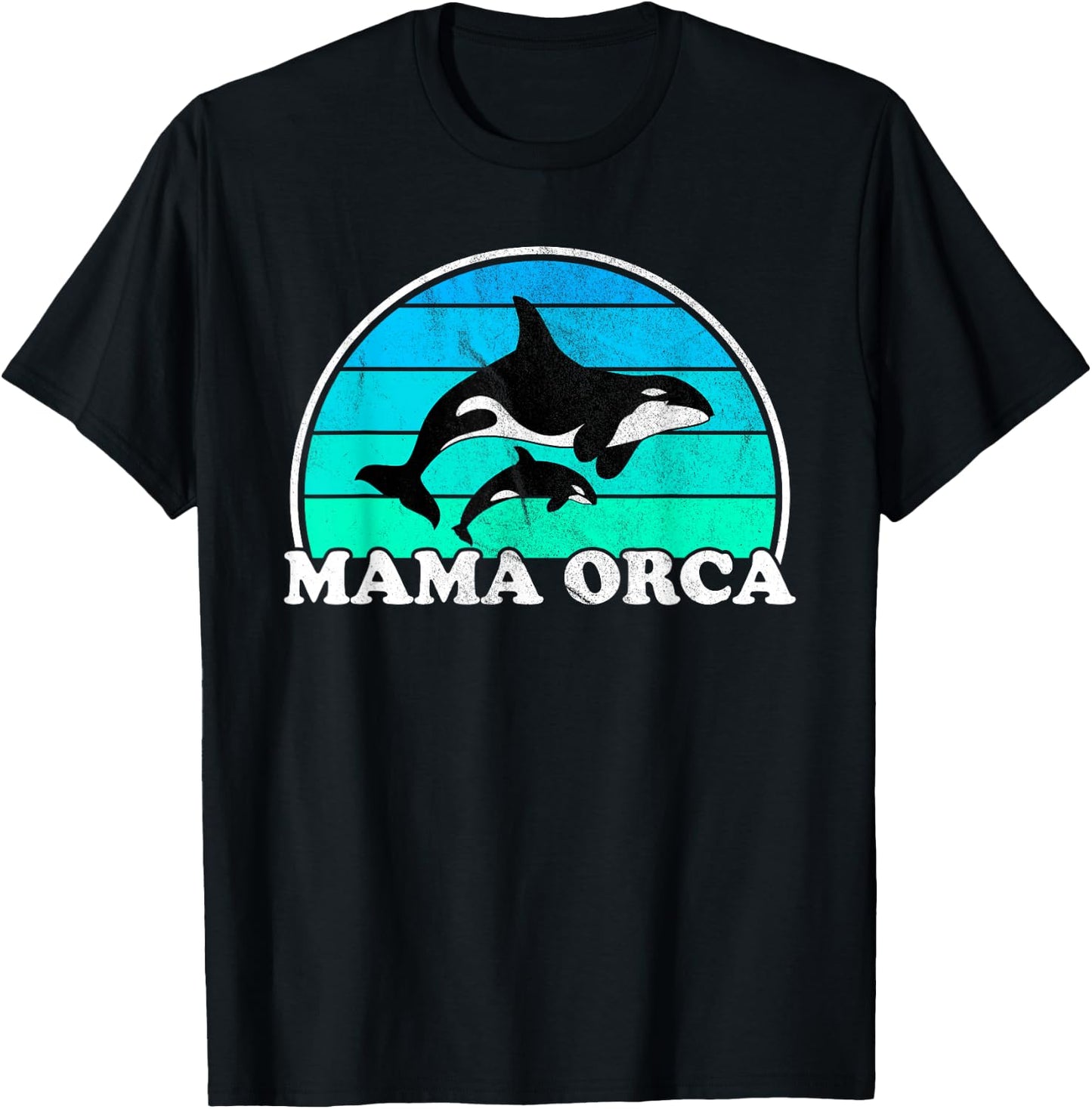 Mama Orca - Orcas Whale Mother Sea Ocean Retro Mom T-Shirt - T-Shirt | Black