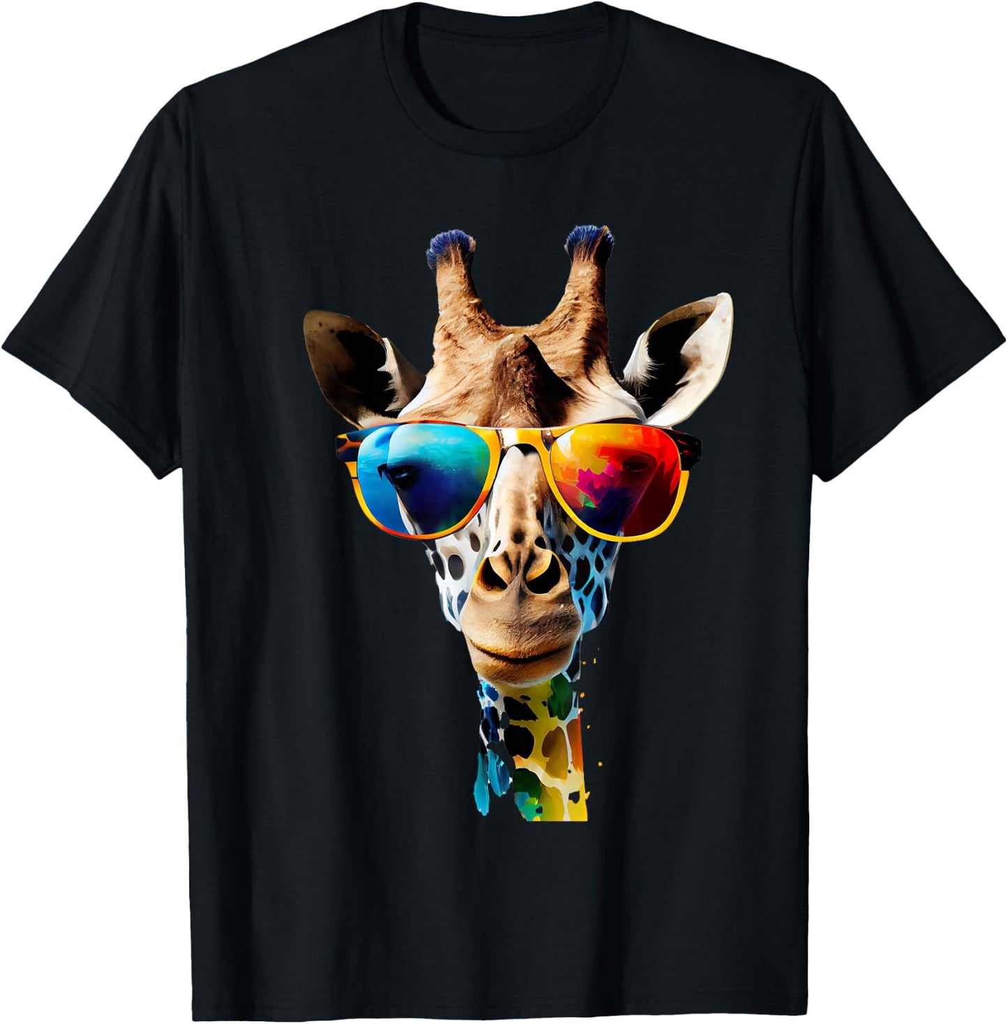 Giraffe with Sunglasses T-Shirt - T-Shirt | Black