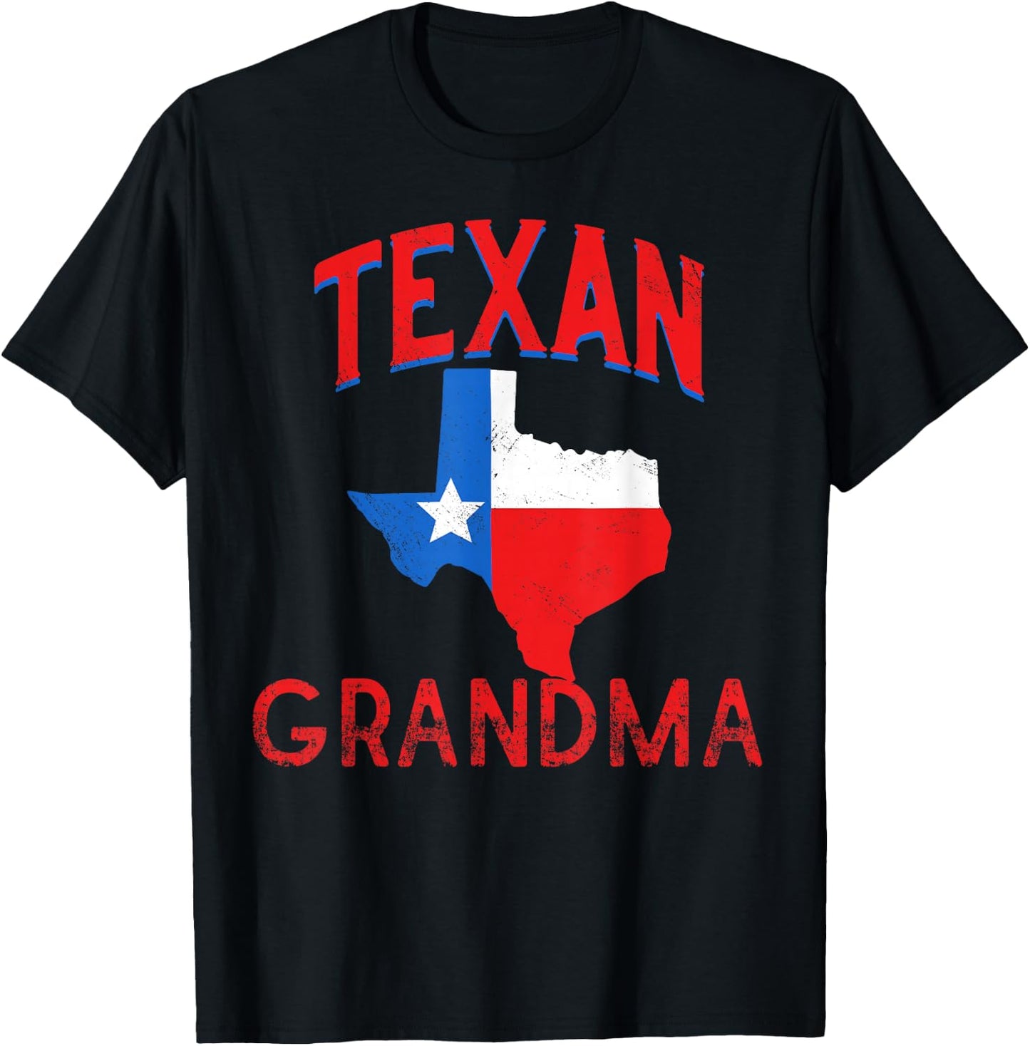 Texan Grandma Texas Flag Proud Vintage Grandmother Nan T-Shirt - T-Shirt | Black