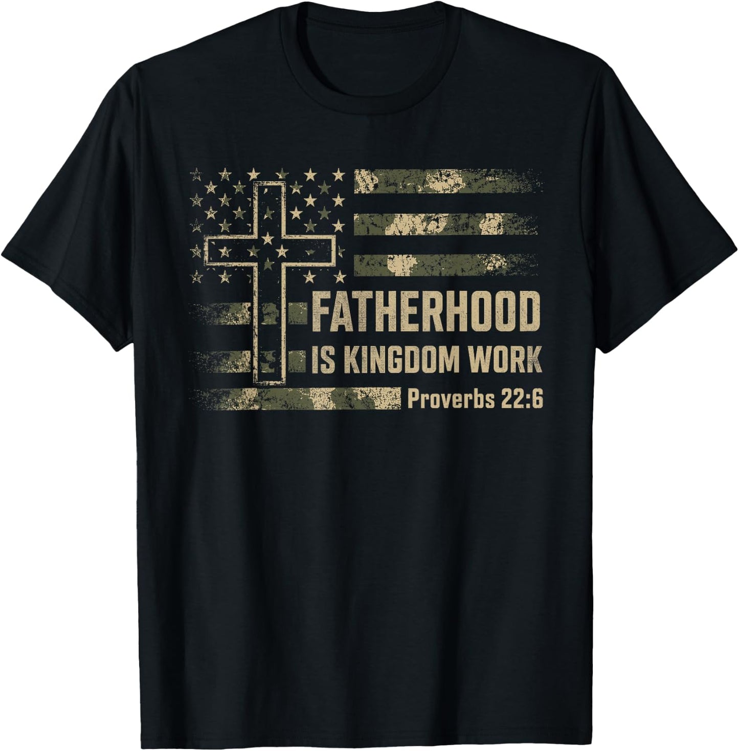 Fatherhood is Kingdom Work Christian Dad Father's Day Faith T-Shirt - T-Shirt | Black