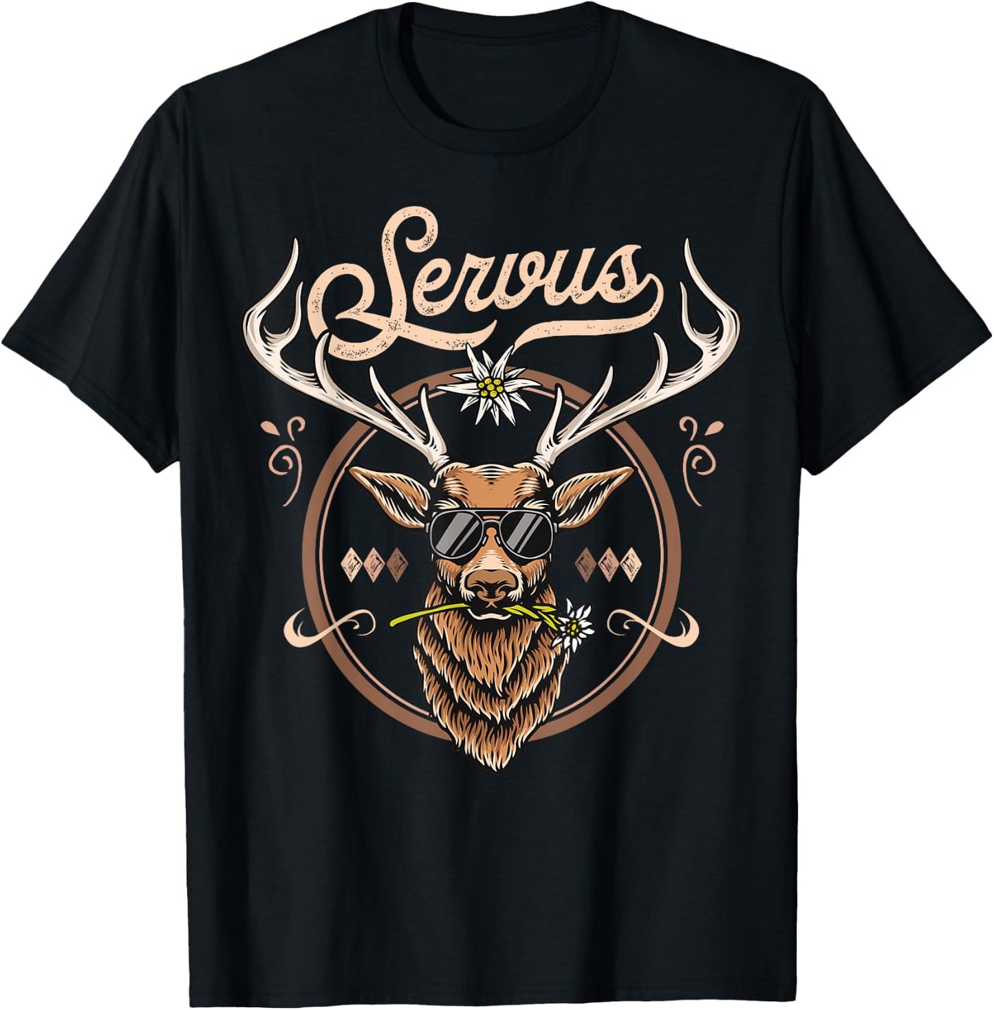 Passend für Oktoberfest Herren Trachtenshirt Servus Trachten T-Shirt - T-Shirt | Black