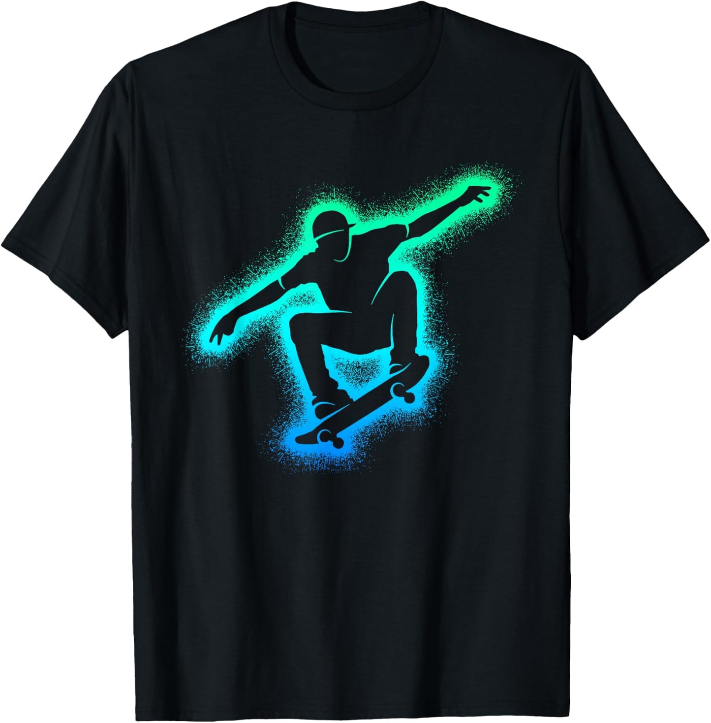 Skate Skateboarder Skater Child Man Boy Skateboard , Black, S T-Shirt - T-Shirt | Black
