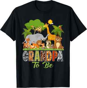 Soon To Be Grandpa Jungle Animal Safari Baby Announcement T-Shirt - T-Shirt | Black