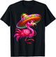 Cinco de Mayo Flamingo Wearing Mexican Sombrero Men Women T-Shirt - T-Shirt | Black