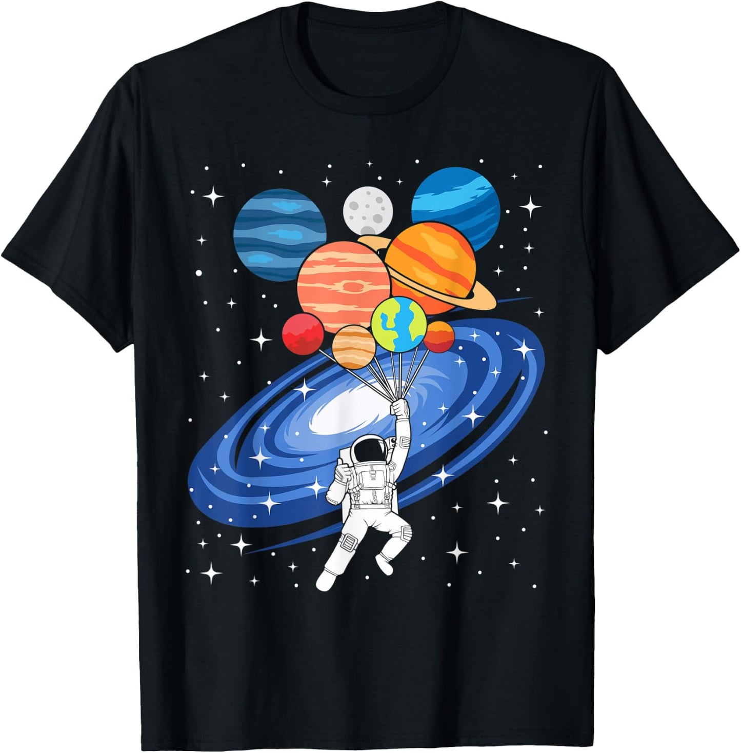 Solar System Galaxy of Planets Space Birthday Astronaut T-Shirt - T-Shirt | Black